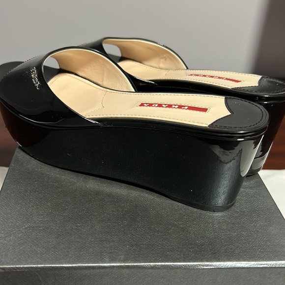 Prada Black Patent Leather Platform Sandals - Picture 9 of 16